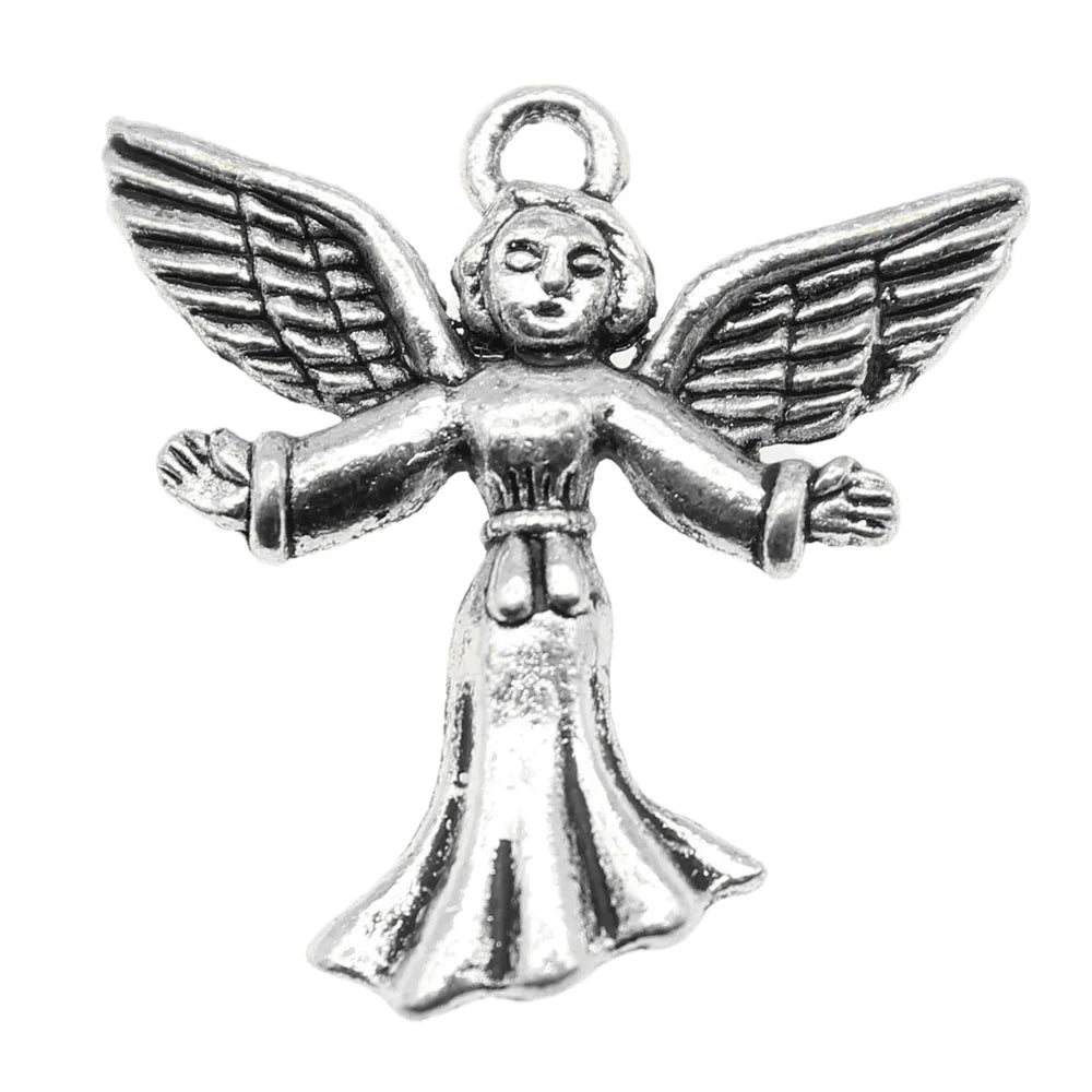 25x24mm 2g Antique Silver Zinc Alloy Angel Figure Charm Pendant for Vintage DIY Jewelry Making
