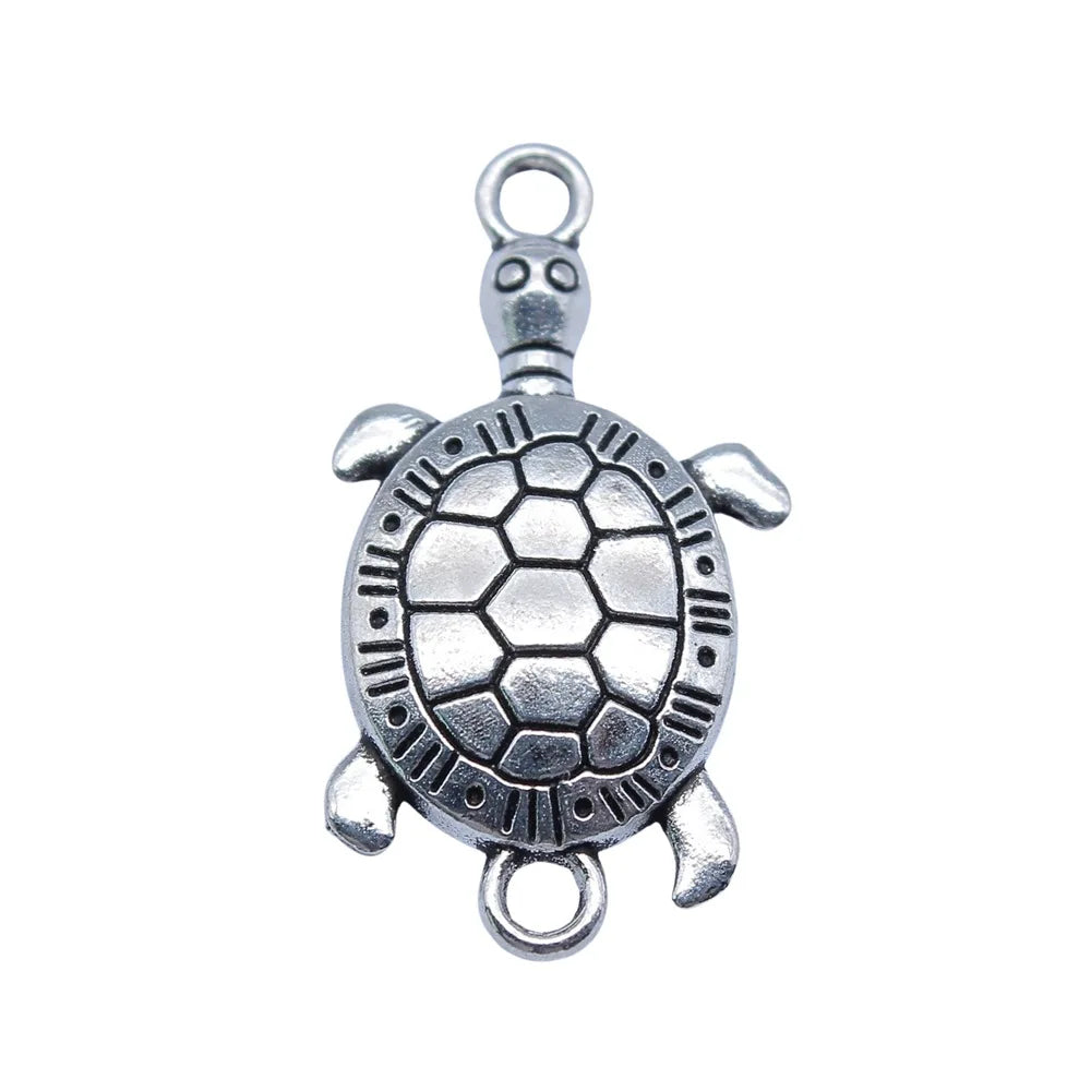 16x30mm 2.5g Antique Silver Zinc Alloy Sea Turtle Connector Charm for DIY Bracelet Jewelry Making