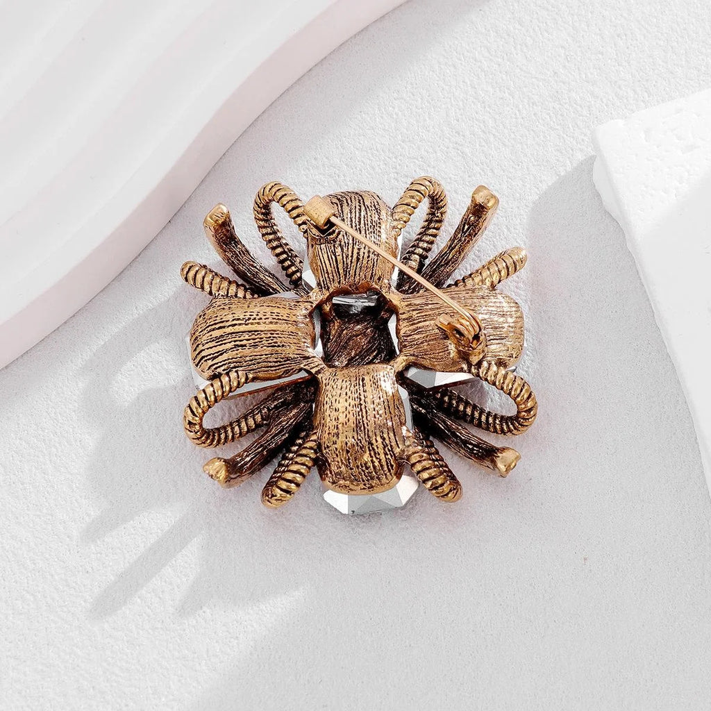 Luxury Square Knot Flower Brooch With Red Crystal Rhinestones, Elegant Alloy Lapel Pin Suit Accessory Gift