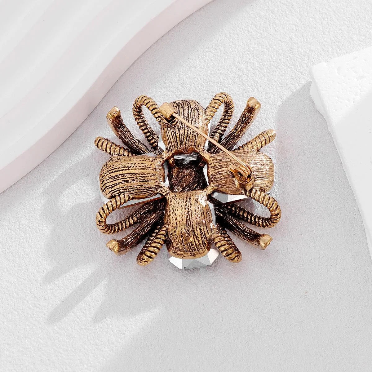 Luxury Square Knot Flower Brooch With Red Crystal Rhinestones, Elegant Alloy Lapel Pin Suit Accessory Gift
