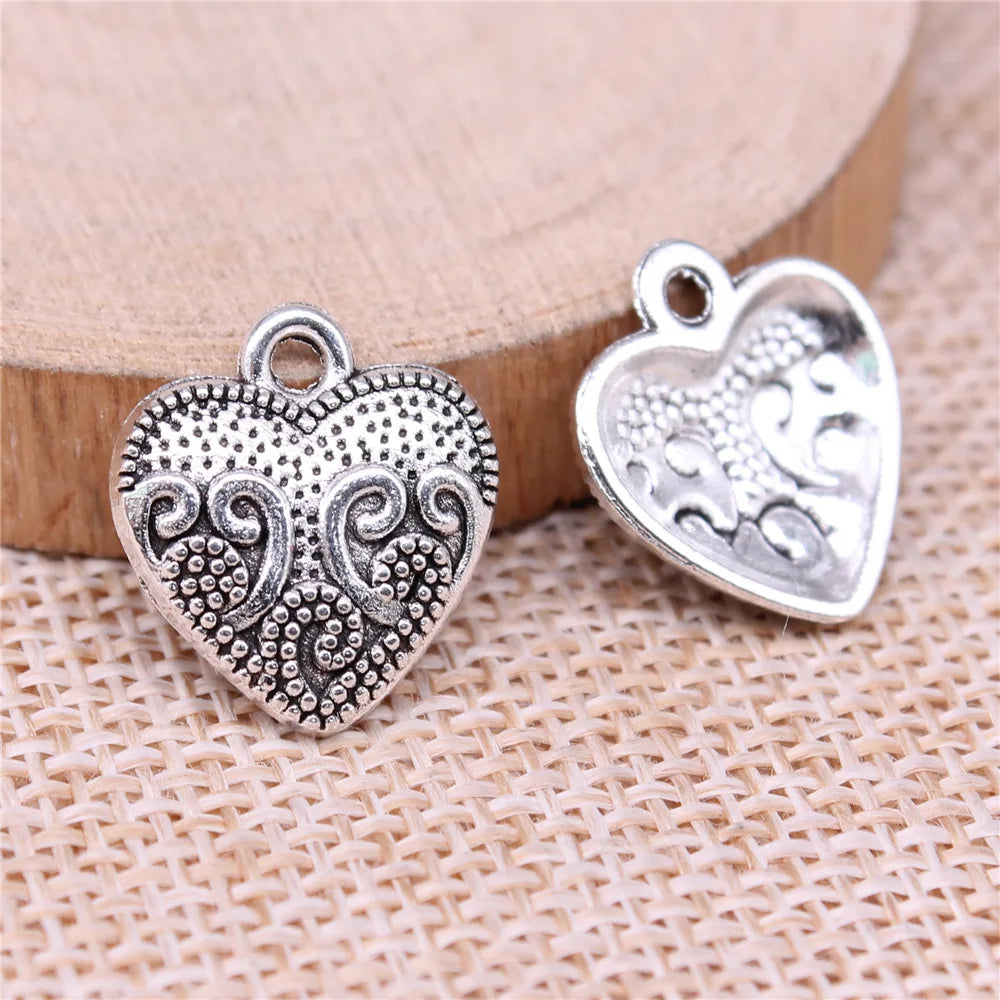17x16mm 1.2g Multicolor Zinc Alloy Heart Charm Pendant for DIY Necklace Bracelet Jewelry Making