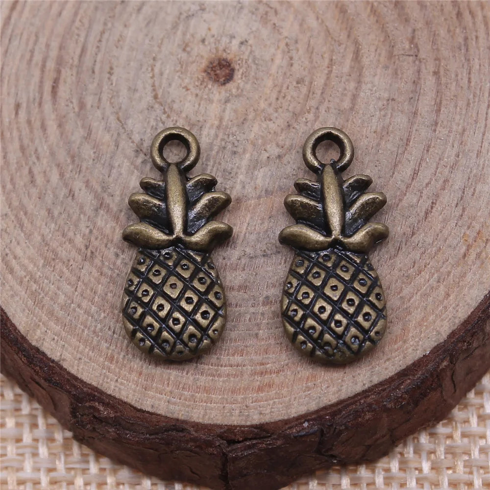 19x9mm 1.5g Multicolor Zinc Alloy Pineapple Charm Pendant for Fruit Theme DIY Necklace Bracelet Making