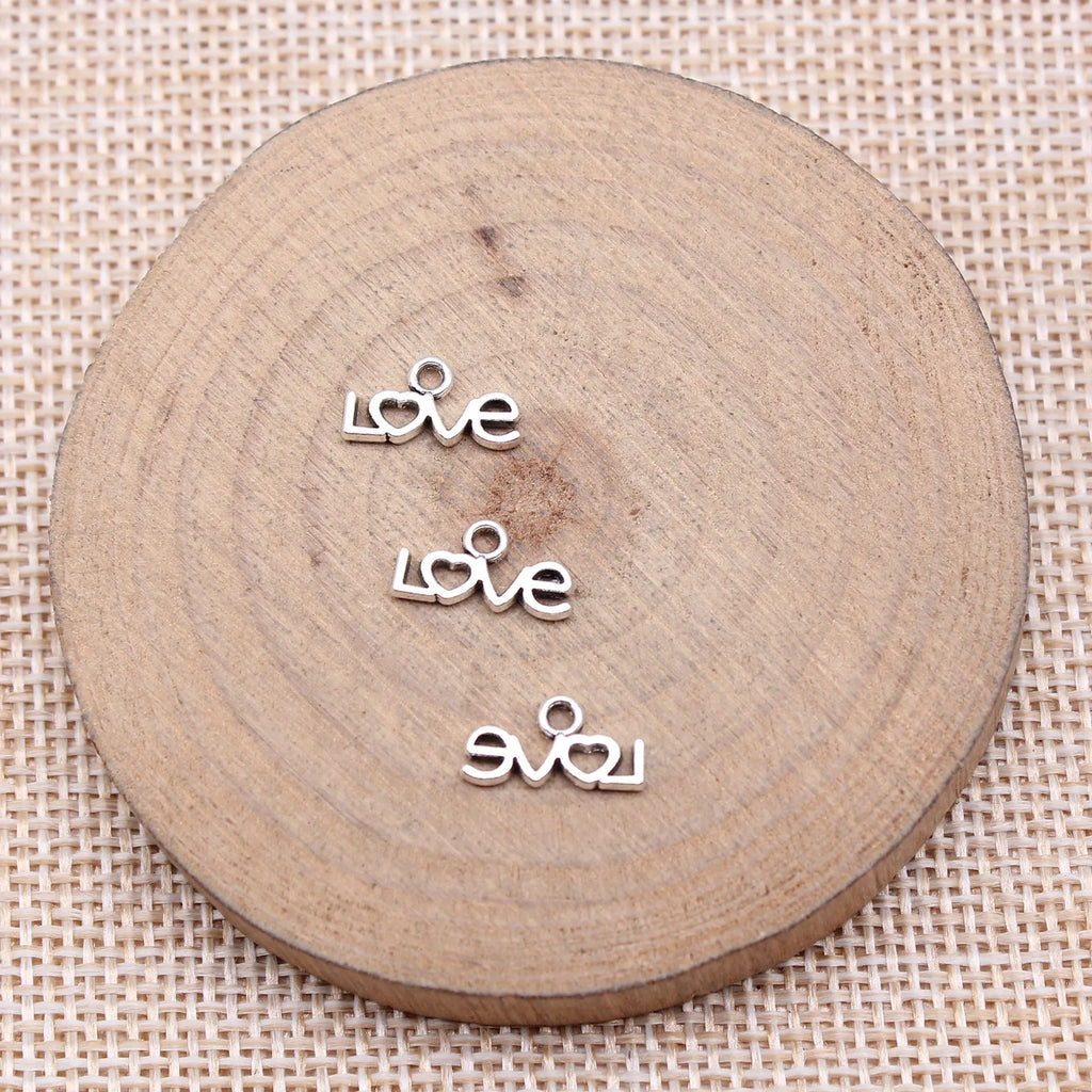 6x12mm 0.27g Antique Silver Zinc Alloy LOVE Letter Charm Pendant for DIY Bracelet Necklace Making
