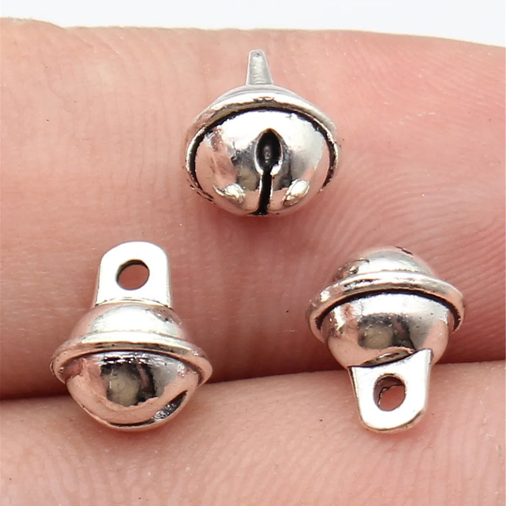 9.3x7.8x7.8mm 1.1g Antique Silver Zinc Alloy Bell Shape Charm Pendant for DIY Bracelet Necklace Jewelry Making