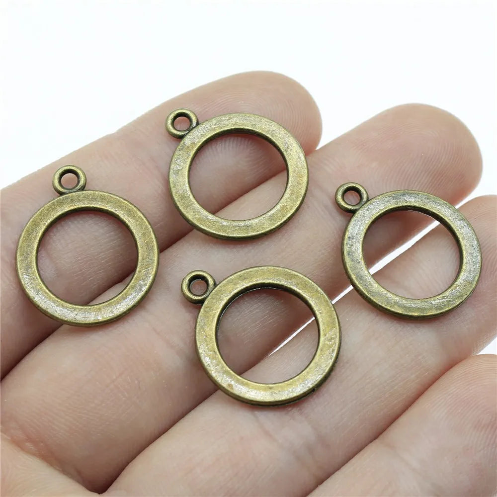 22x18mm 1.4g Multicolor Zinc Alloy Smooth Round Ring Earring Charms for DIY Earring Making