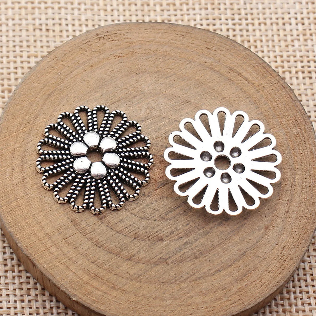23x23mm 1.9g Multicolor Zinc Alloy Flower Filigree Connector Charm for DIY Bracelet Jewelry Making
