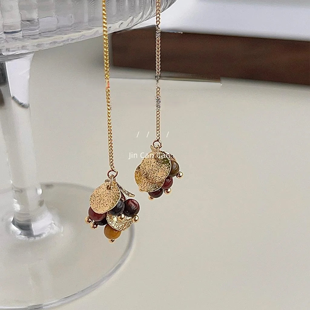 Original Design Handmade 14K Gold Plated Copper Leaf Drop Earrings Vintage Palace Style