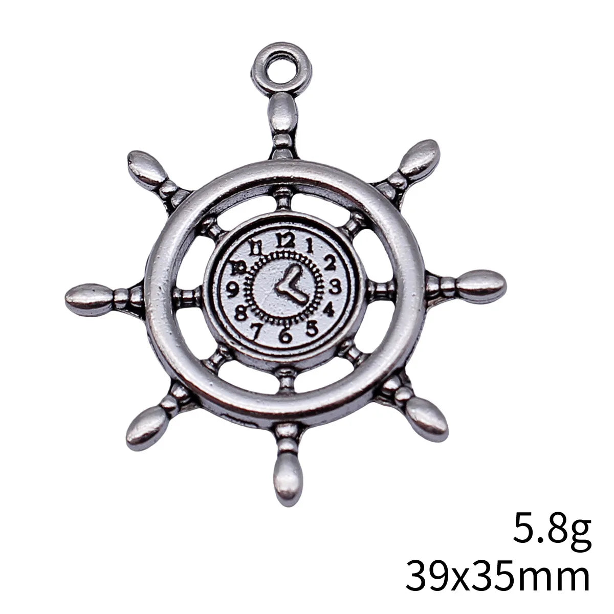 39x35mm 5.8g Antique Silver Zinc Alloy Clock Rudder Charm Pendant for DIY Necklace Jewelry Making