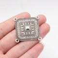 33x33mm 4.8g Antique Silver Tone Zinc Alloy 4-Hole Connector Charm for Body Chain Waist Chain DIY