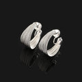 Luxury Silver Tone Alloy Spiral Hoop Stud & Clip On No Piercing Textured Wide Circle Earrings