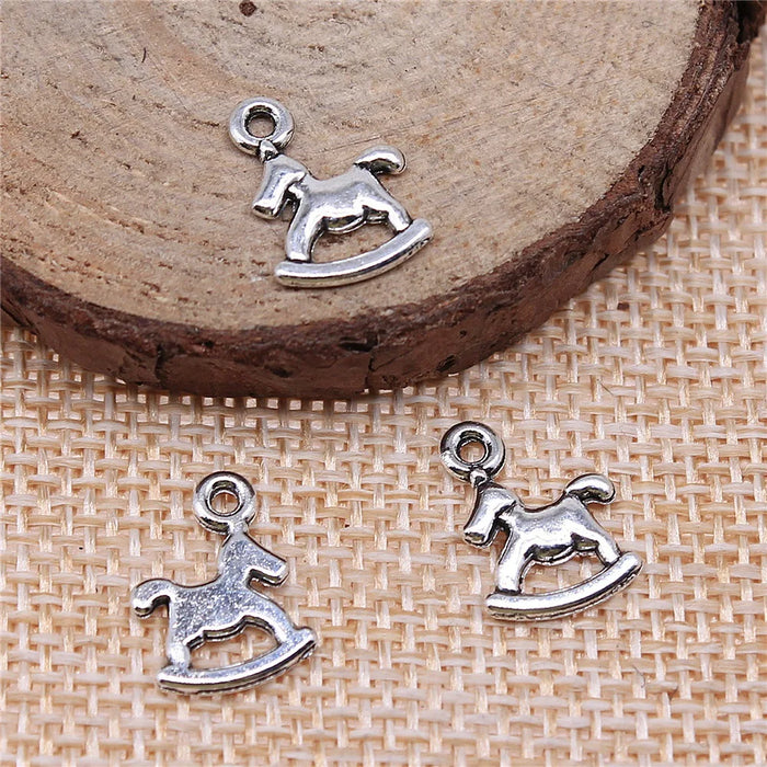 13x10mm 0.5g Antique Silver Zinc Alloy Rocking Horse Charm Pendant for DIY Bracelet Jewelry Making
