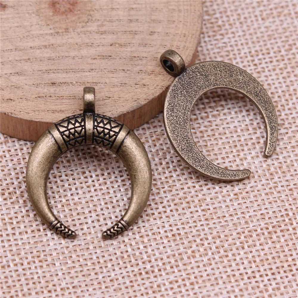 34x27mm 4.7g Multicolor Zinc Alloy Horn Crescent Moon Charm Pendant for DIY Jewelry Making