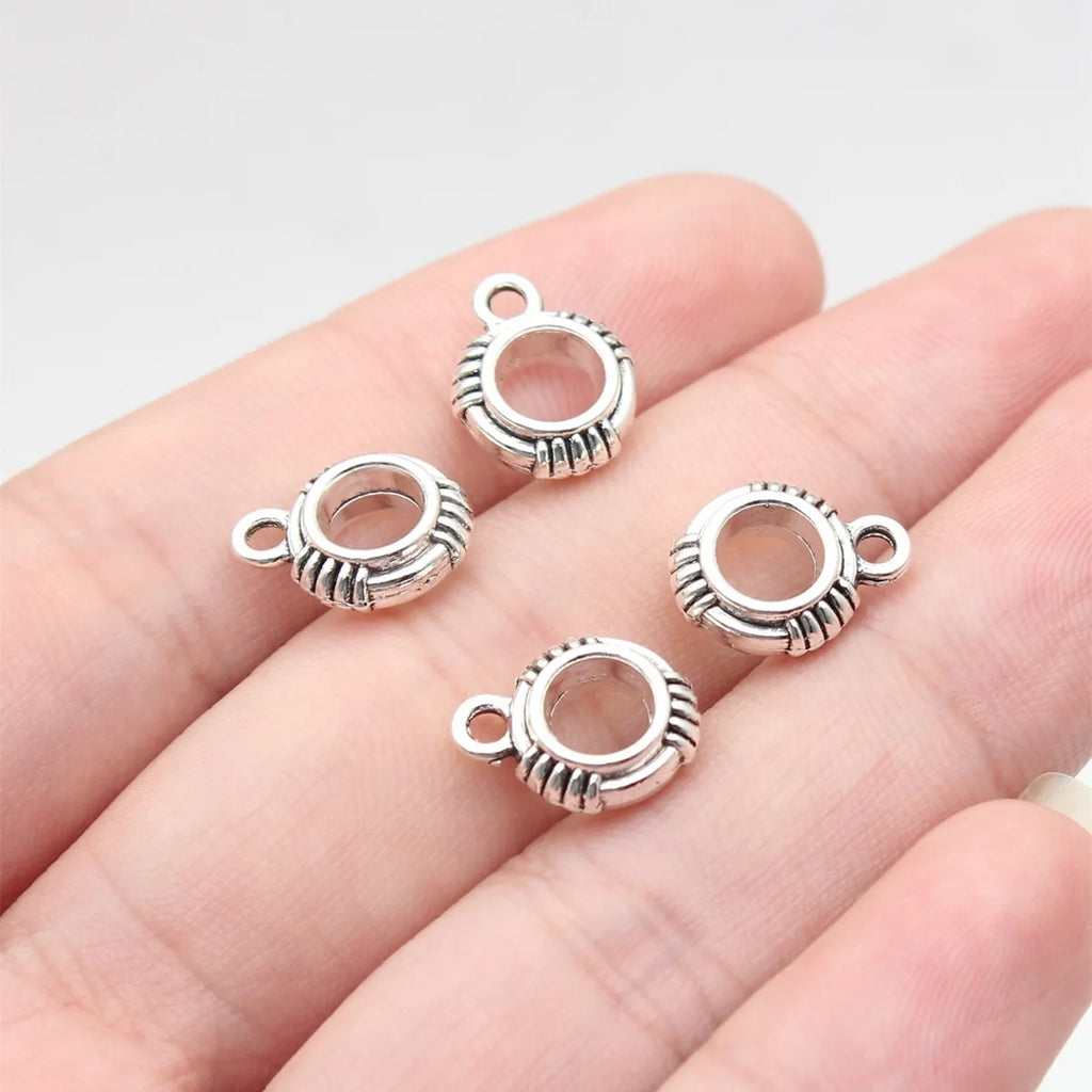 13x10x4.2mm 0.98g Antique Silver Zinc Alloy Three Way Bail Charm Pendant for Tassel Necklace DIY Jewelry Making