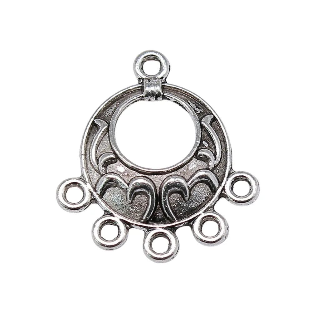25x23mm 1.8g Multicolor Zinc Alloy Openwork Earring Connector Charms for DIY Earring Jewelry Making