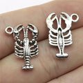 21x15mm 1.5g Antique Silver Tone Zinc Alloy Shrimp Charm Pendant for DIY Ocean Theme Jewelry Making
