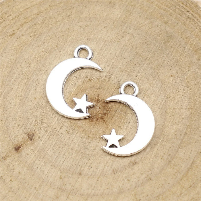17x11mm 0.6g Multicolor Zinc Alloy Moon Star Charm Pendant for DIY Necklace Bracelet Jewelry Making