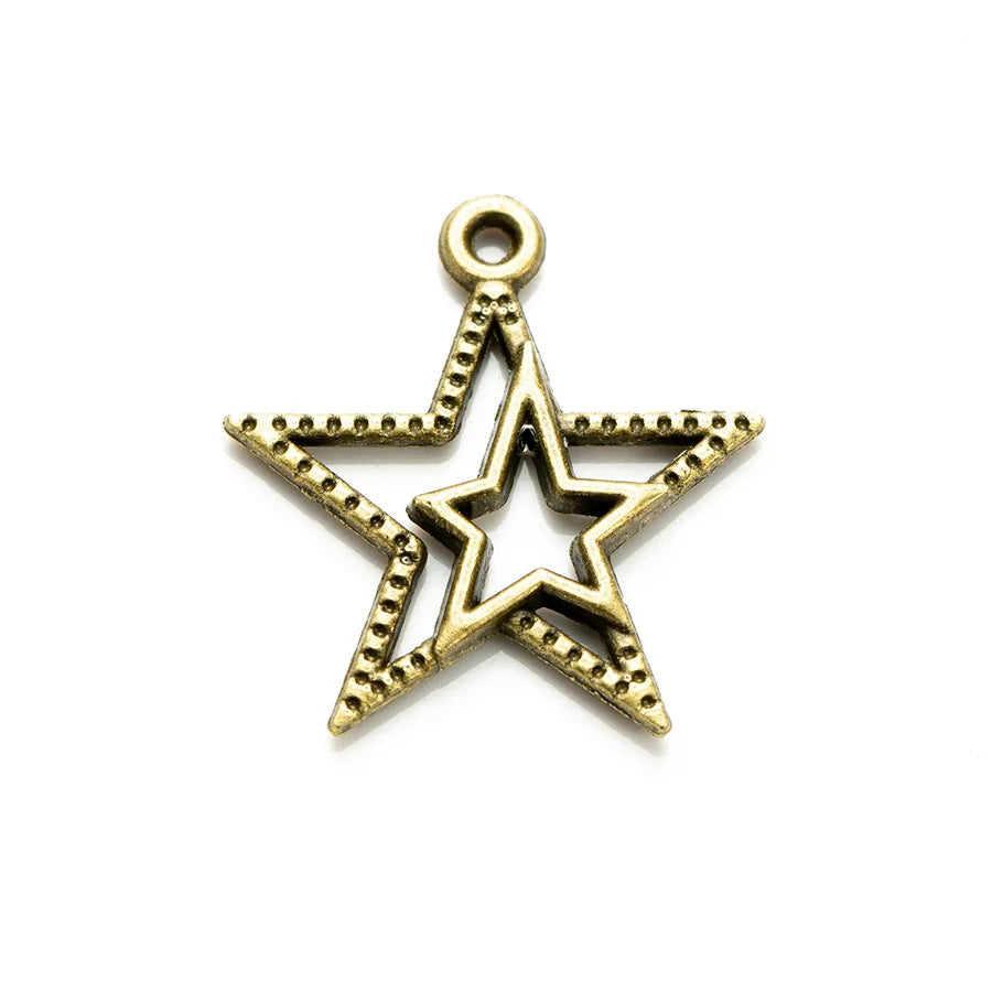 23x21MM Antique Silver Zinc Alloy Double Star Charm Pendant for DIY Necklace Bracelet Jewelry Making