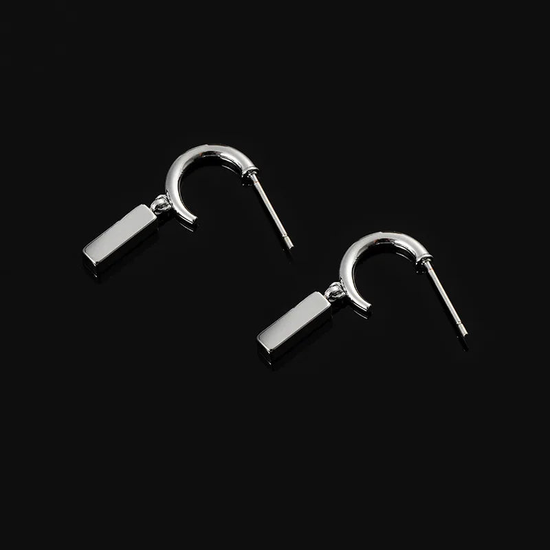 Elegant Alloy Spiral Disc Hoop Bar Dangle Stud & Clip On No Piercing Minimalist Fashion Earrings