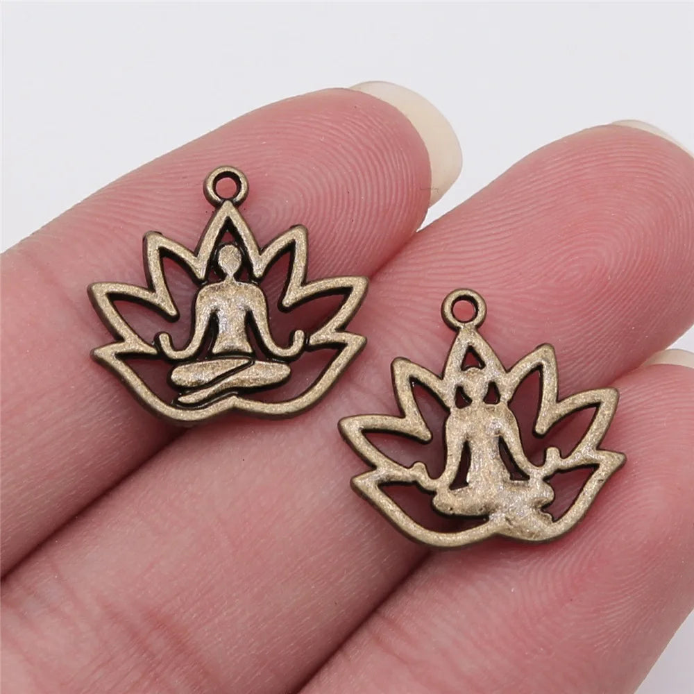 18x17mm 1.2g Multicolor Zinc Alloy Lotus Buddha Charm Pendant for DIY Jewelry Making
