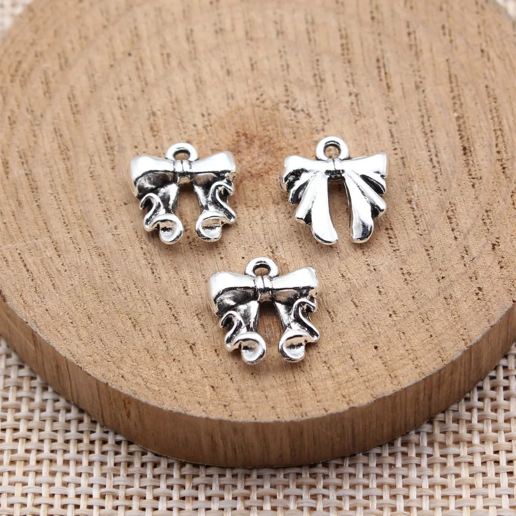 13x12mm 0.99g Antique Silver Zinc Alloy Bowknot Butterfly Charm Pendant for DIY Bracelet Necklace Jewelry