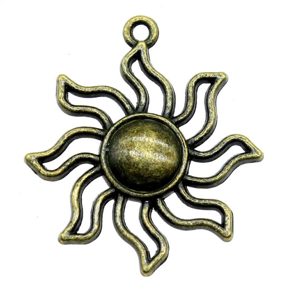 35x31mm 3.2g Multicolor Zinc Alloy Sun Charm Pendant for DIY Necklace Bracelet Jewelry Making