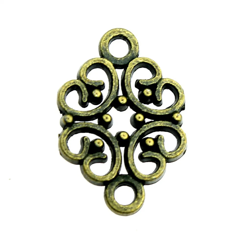 20x13mm 1.1g Multicolor Zinc Alloy Flower Filigree Connector Charm for DIY Earrings Jewelry Making
