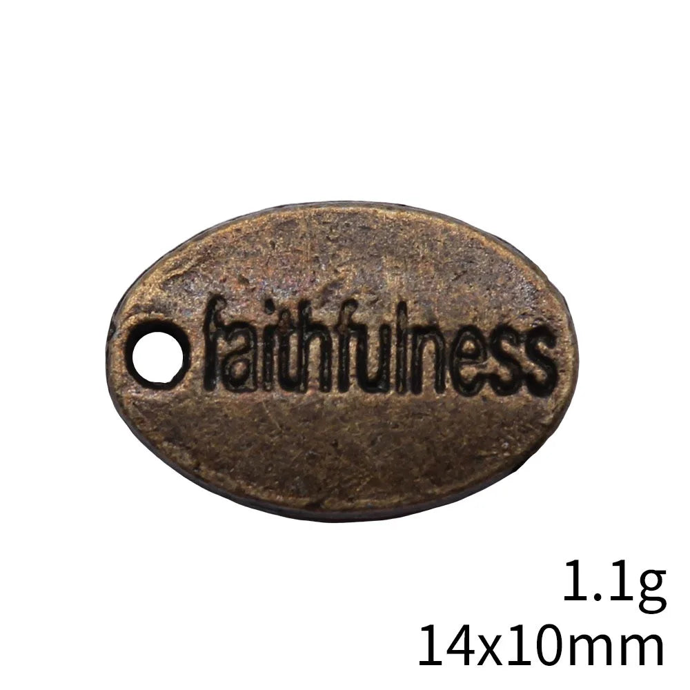 14x10mm 1.1g Antique Bronze Tone Zinc Alloy Faithfulness Tag Charm Pendant for Necklace Bracelet DIY
