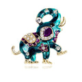 Elegant Ethnic Elephant Brooch With Teal Enamel And Rhinestone Alloy Lapel Pin Corsage Suit Accessory Gift