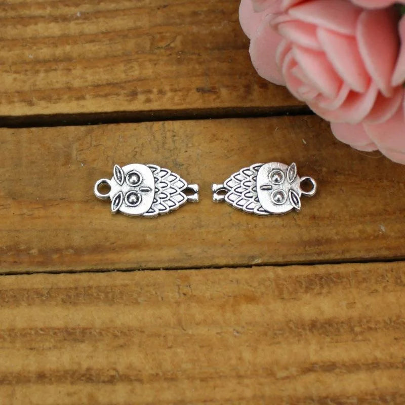 18x9MM Zinc Alloy Owl Cat Double Sided Charm Pendant for DIY Necklace Bracelet Jewelry Making