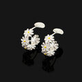 Elegant Enamel Daisy Flower Hoop Stud & Clip On No Piercing Alloy Ear Cuff Earrings