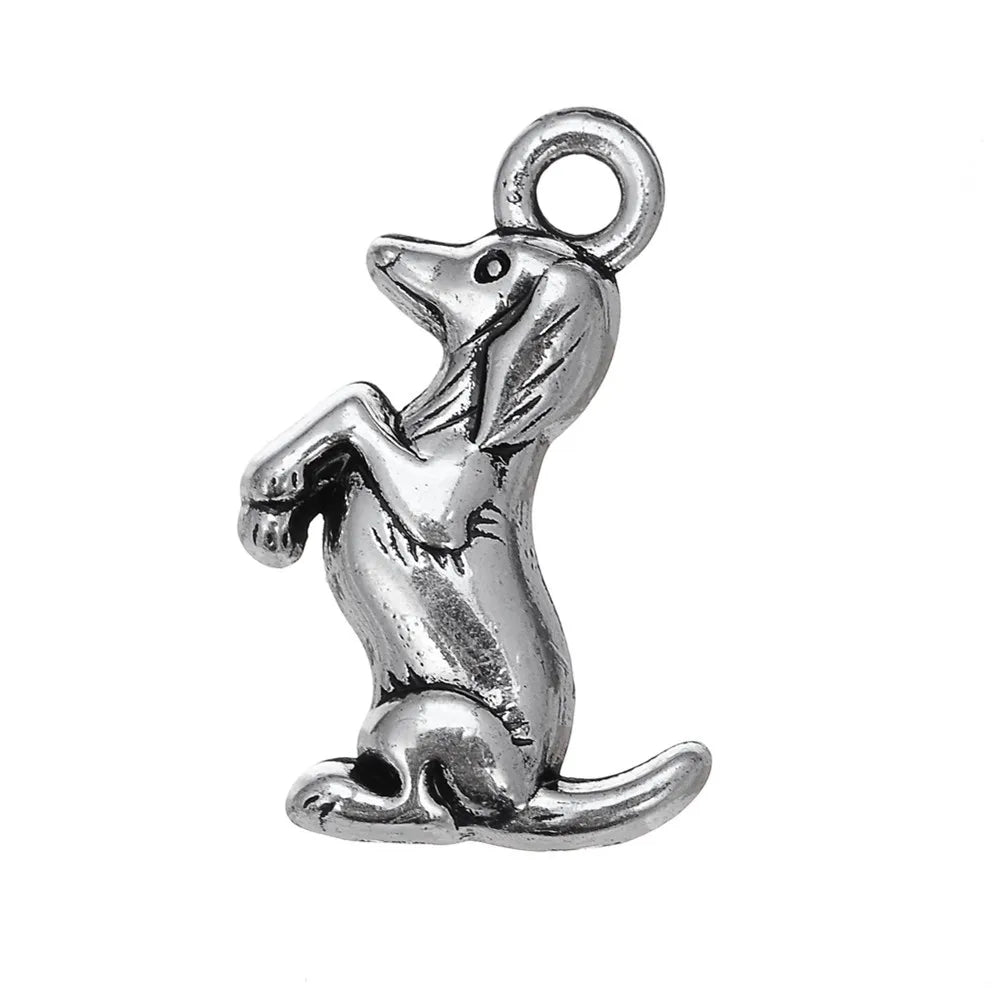 12x20mm 1.3g Multicolor Zinc Alloy Dachshund Dog Charm Pendant for DIY Cute Animal Jewelry Making