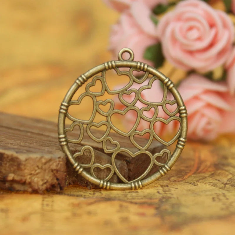 32MM Antique Silver Zinc Alloy Interlocking Hearts Charm Pendant for DIY Necklace Bracelet Jewelry Making