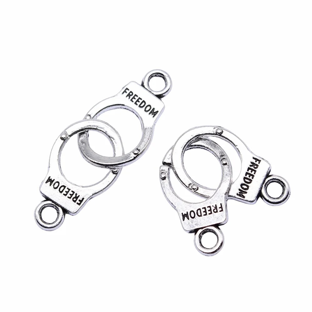 16x10mm 1.3g Multicolor Zinc Alloy Handcuffs Connector Charm for DIY Bracelet Necklace Making