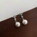 Light Luxury Copper Glass Pearl Micro Pave Zircon Geometric Chain Drop Earrings