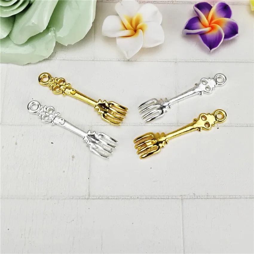 33x7MM Zinc Alloy Fork Charm Pendant for DIY Necklace Bracelet Jewelry Making