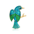 Elegant Enamel Bird Brooch With Rhinestone Eye, Gold Tone Alloy Animal Lapel Pin Scarf Corsage Gift