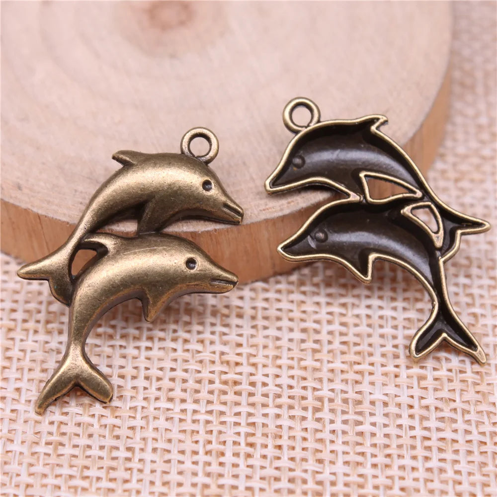 33x18mm 2g Zinc Alloy Dolphin Charm Pendant for DIY Ocean Theme Necklace Bracelet Jewelry Making