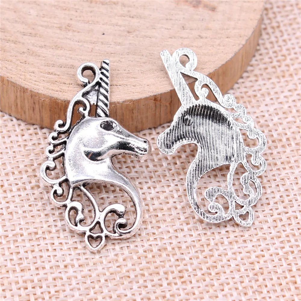 37x21mm 2.73g Antique Silver Zinc Alloy Unicorn Charm Pendant for DIY Necklace Bracelet Jewelry Making