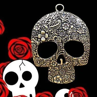 66x49MM Zinc Alloy Rose Skull Charm Pendant for DIY Necklace Bracelet Jewelry Making