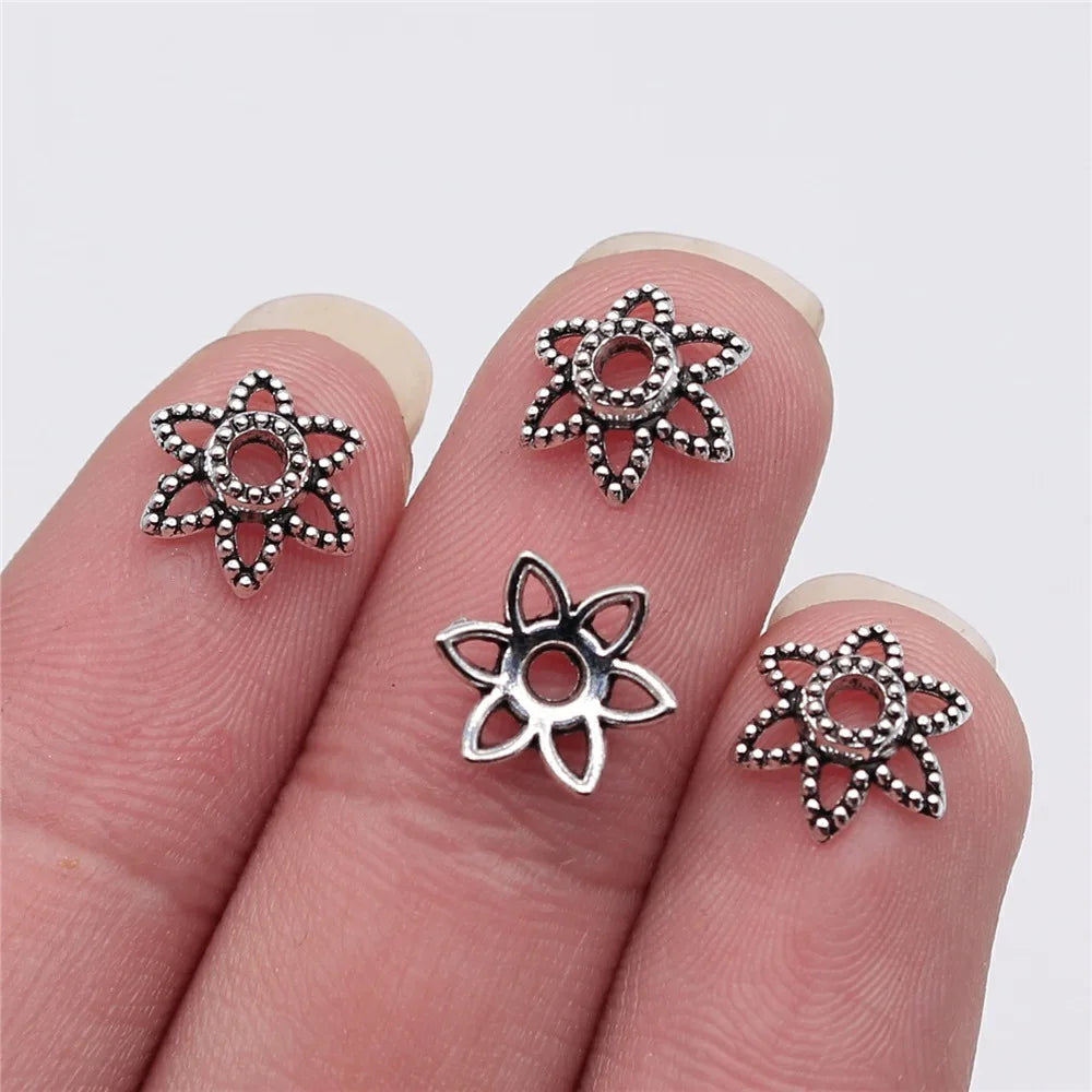 10x10mm 0.3g Multicolor Zinc Alloy Flower Bead Cap Spacer Findings for DIY Necklace Bracelet Making