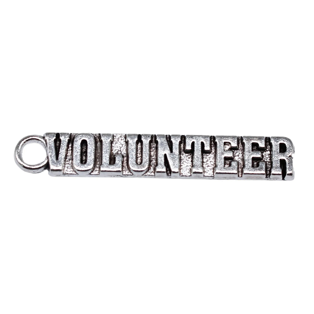 41x7mm 2.6g Antique Silver Zinc Alloy VOLUNTEER Word Tag Charm Pendant for DIY Jewelry Making