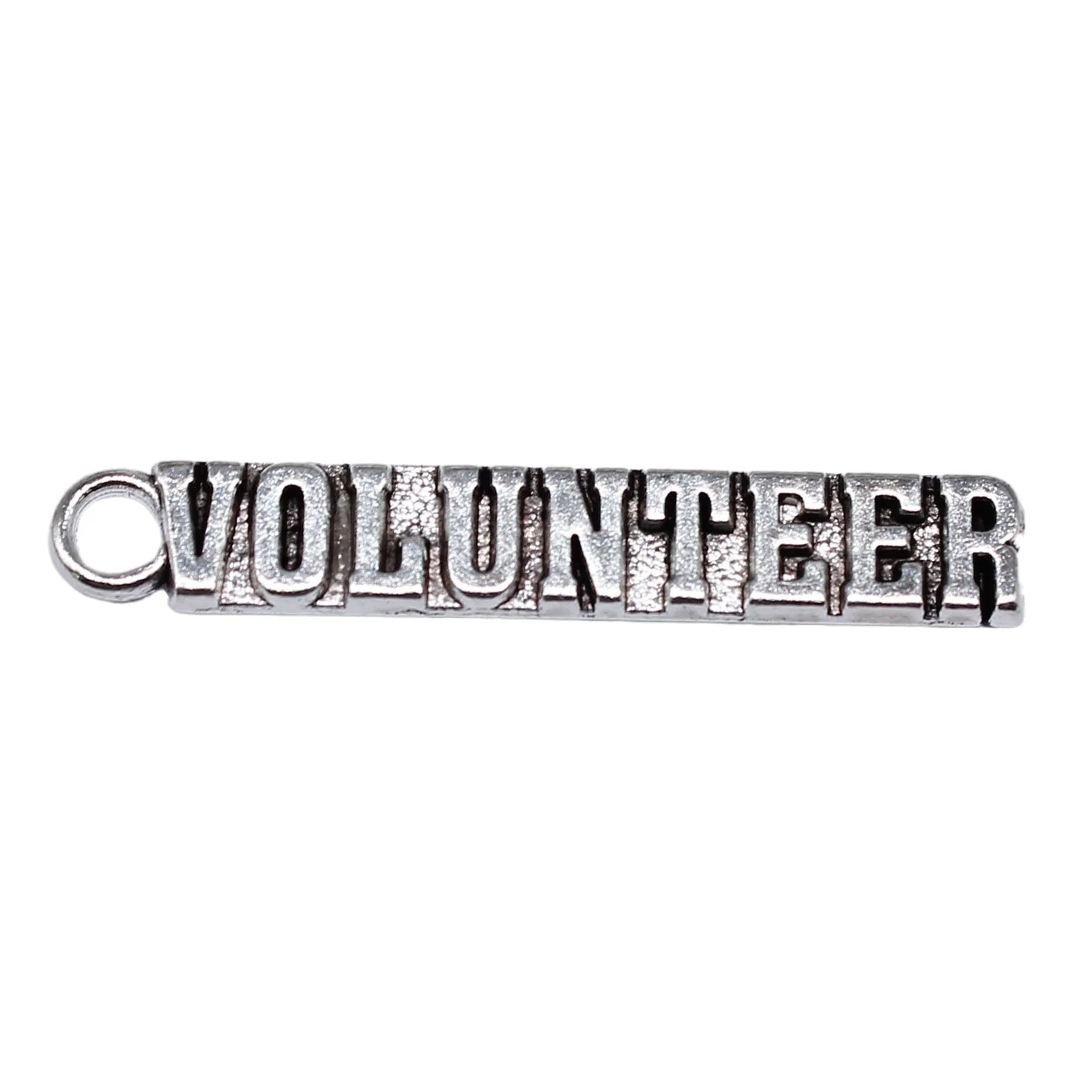 41x7mm 2.6g Antique Silver Zinc Alloy VOLUNTEER Word Tag Charm Pendant for DIY Jewelry Making