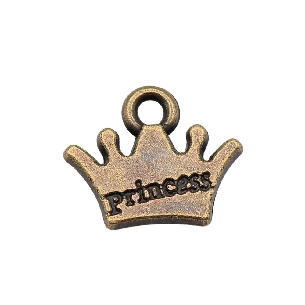13mm 0.7g Multicolor Zinc Alloy princess Crown Letter Charm Pendant for Bracelet Necklace Making
