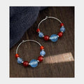 Handmade Copper Red Agate Glass Round Geometric Pastoral Drop Earrings