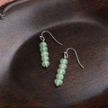 New Chinese Natural Stone Long Tassel Drop Earrings Handmade Vintage Palace Round Geometric Jewelry
