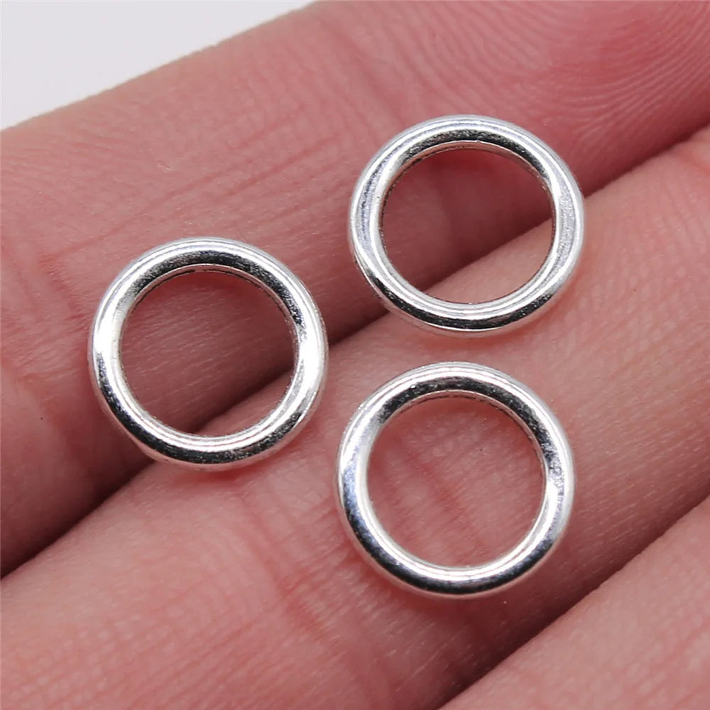 12x12mm 0.6g Antique Silver Zinc Alloy Round Ring Connector Charm for DIY Necklace Bracelet Making