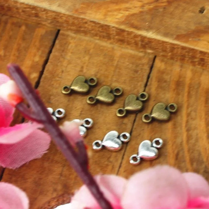 10x5MM Zinc Alloy Heart Charm Pendant for DIY Necklace Bracelet Jewelry Making
