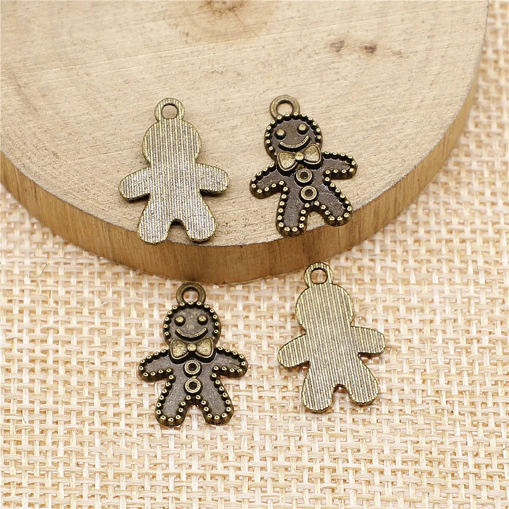 18x12mm 0.9g Multicolor Zinc Alloy Gingerbread Man Charm Pendant for DIY Jewelry Making