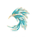 Elegant Chinese Phoenix Feather Brooch With Blue Enamel And Rhinestones, Luxury Lapel Pin Suit Accessory Gift