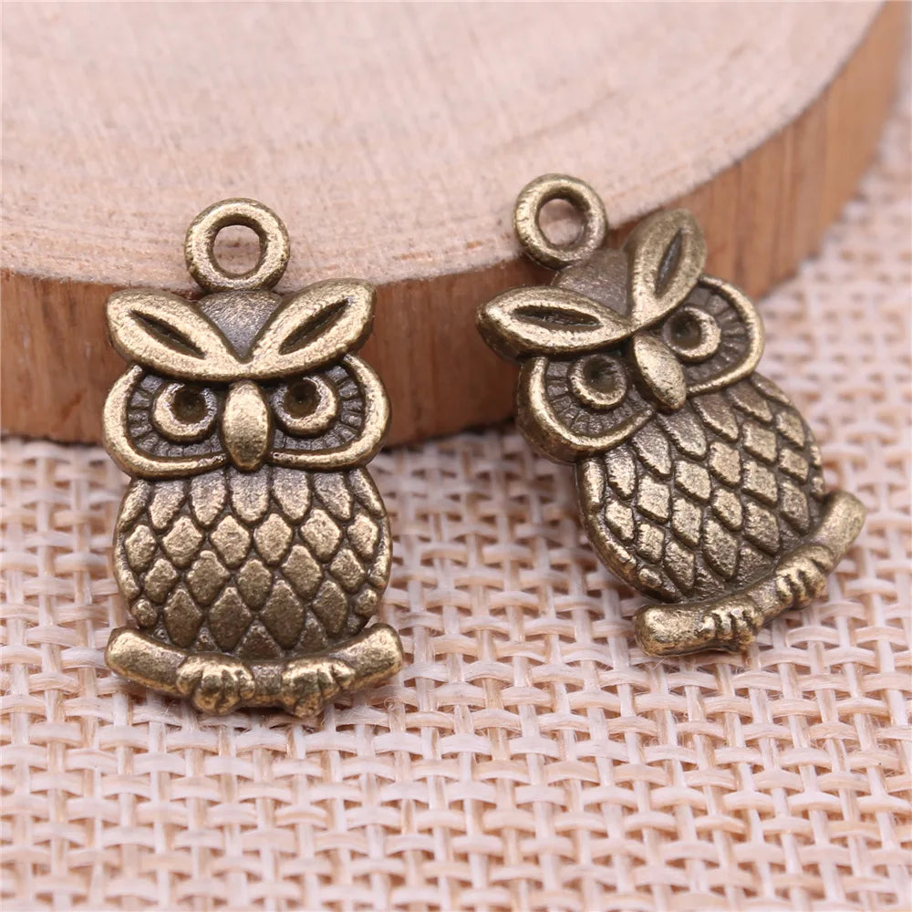 20x11mm 2.2g Antique Silver Zinc Alloy Owl Cat Charm Pendant for DIY Vintage Jewelry Making